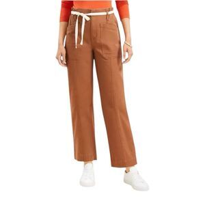 LOFT Utility Pants Size 10 Petite Paperbag Waist cropped Fabric belt Style 76194